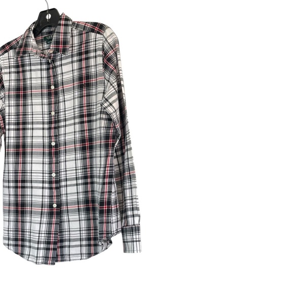 Lauren Ralph Lauren Plaid Non Iron Dress Shirt S White Black Red Blouse - Picture 4 of 14